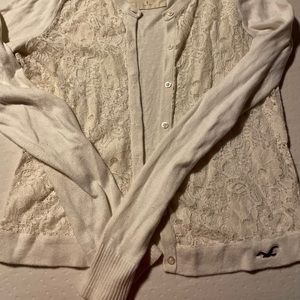 Hollister white lace sweater